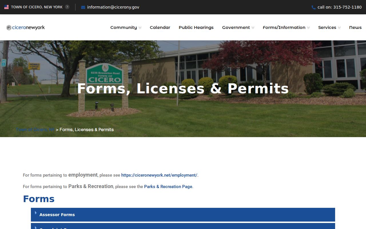 Cicero residents directory Town of Cicero forms hub