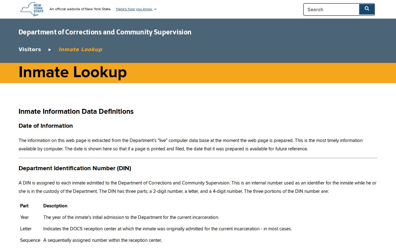 Cicero resident lookup reference showing the New York DOCCS inmate lookup gateway