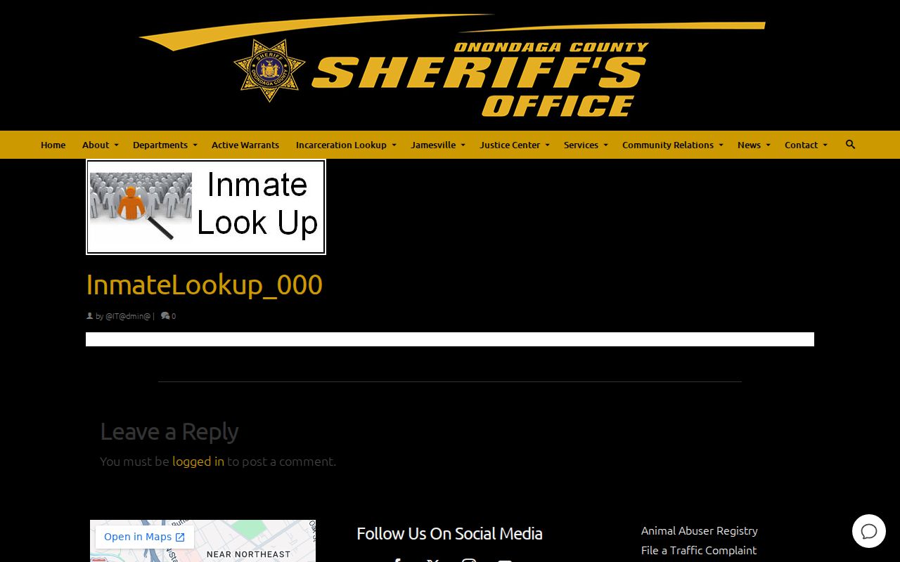 Cicero resident lookup reference showing the Onondaga Sheriff inmate lookup page