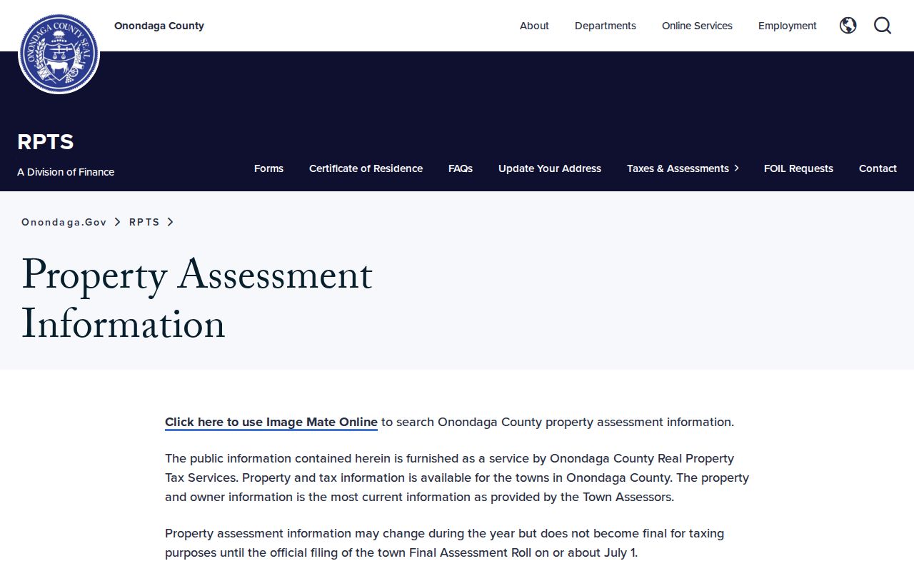 Cicero street directory assessment information disclaimer