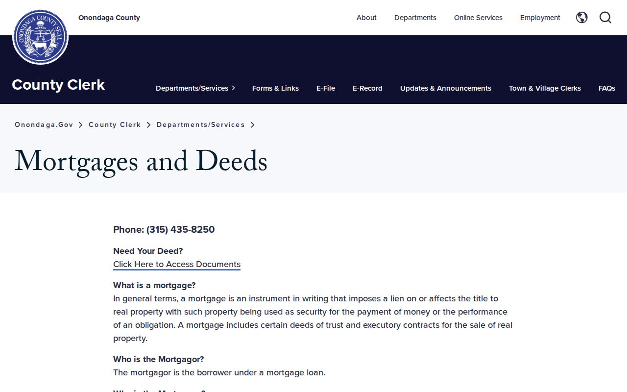 Cicero previous residents research through the Onondaga County deeds and mortgages office